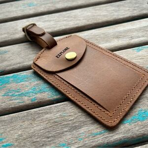 Leather Luggage Tag - Engraved with “EXPLORE” - NEW